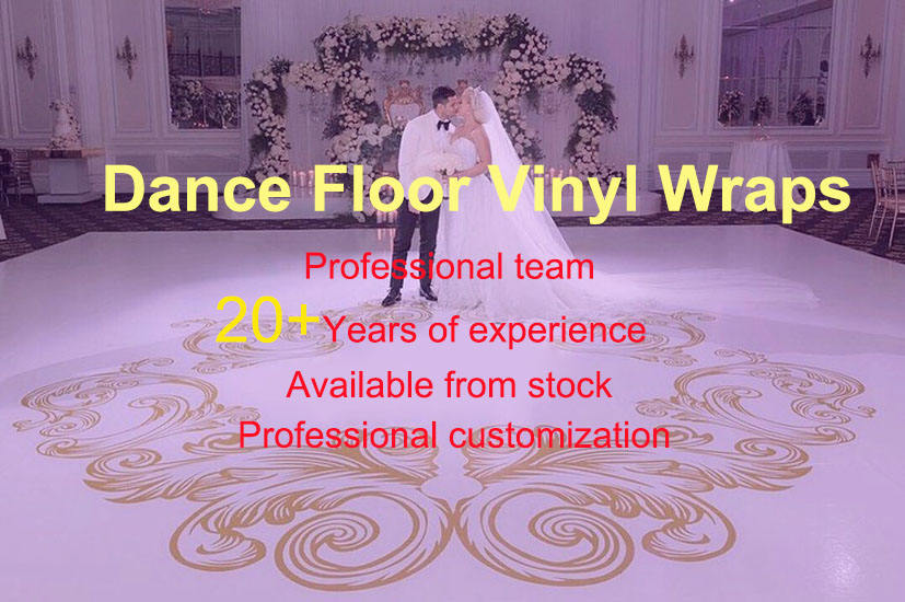 Glossy white pvc self adhesive vinyl roll up film round dance floor wedding custom